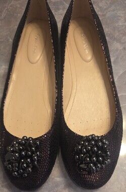 Calvin Klein Women's Shimmering Deep Purple Embellished Flats